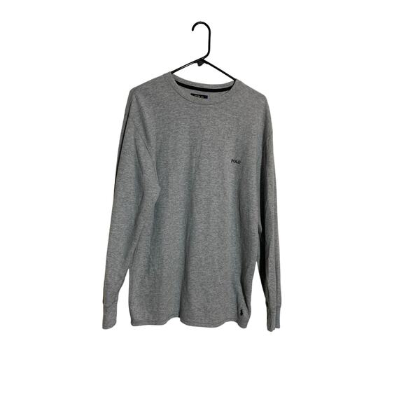 Polo Ralph Lauren Shirt Men’s 1x Gray Waffle Knit Sleepwear Pony Long Sleeve - Picture 1 of 10